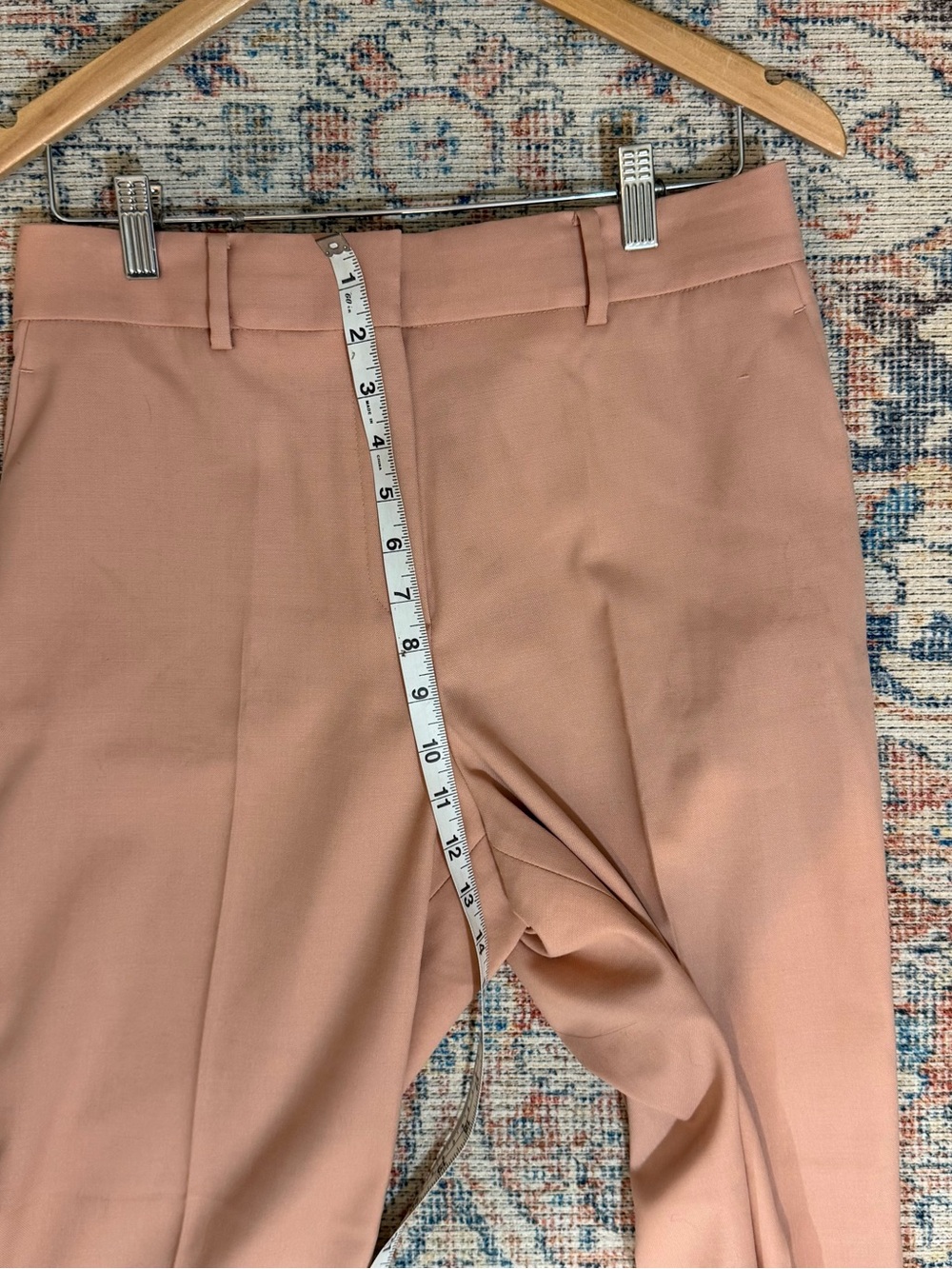 REISS Wool Blend Trousers US 6 Blush Pink Tailored Tapered Ankle Dress Pant - Picture 4 of 8